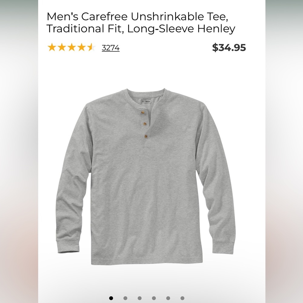 LL Bean mens Carefree Henley